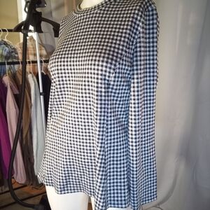 Papillon Blanc Blue and White Long Sleeve Boxy Blouse